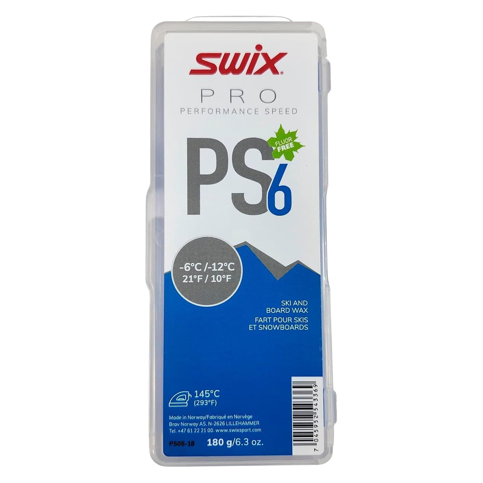 Swix PS6 Performance Speed Glide Wax, Blue, 180 g